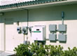 Picture of a solar hot water storage tank used during a demonstration.