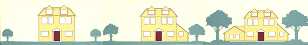 Three houses showing how each one expanded in size