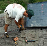 Drilling hole in roof