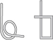Drawing of a square and a round eyelet.